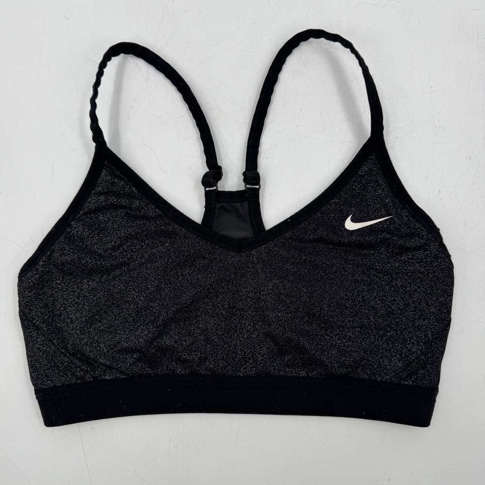 Nike Dri Fit Sports Bra Black Glitter Racerback Workout Activewear Size M